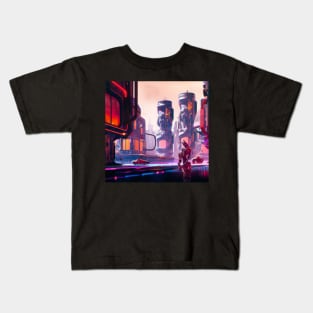 Synthwave city of the future Kids T-Shirt